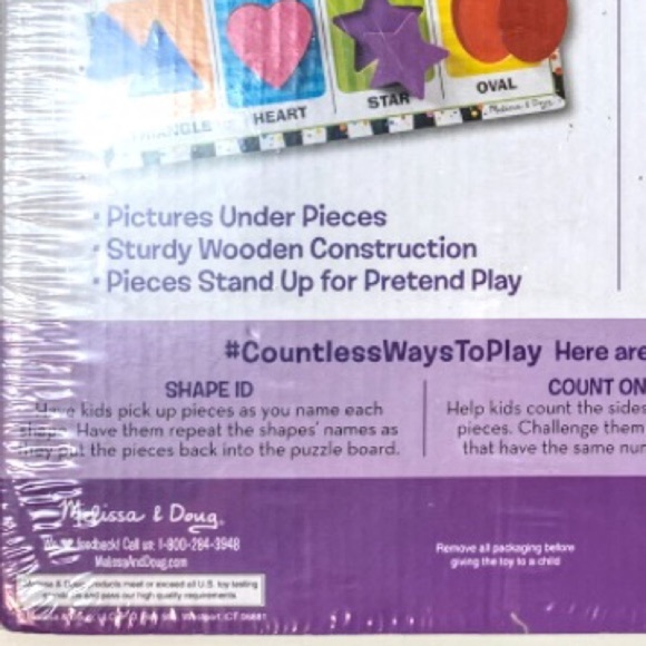 New Factory Sealed Melissa & Doug Wood Chunky Puzzle Shapes 8 Pieces - Picture 8 of 14